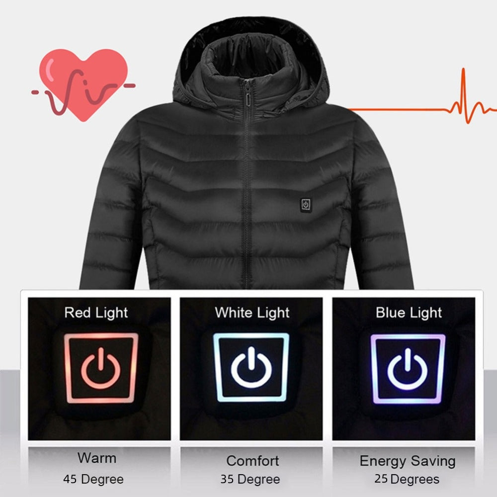 Giacca riscaldata invernale, cappotto in cotone elettrico USB con zip, indumenti termici, gilet riscaldante per uomini."