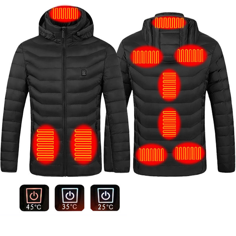 Giacca riscaldata invernale, cappotto in cotone elettrico USB con zip, indumenti termici, gilet riscaldante per uomini."